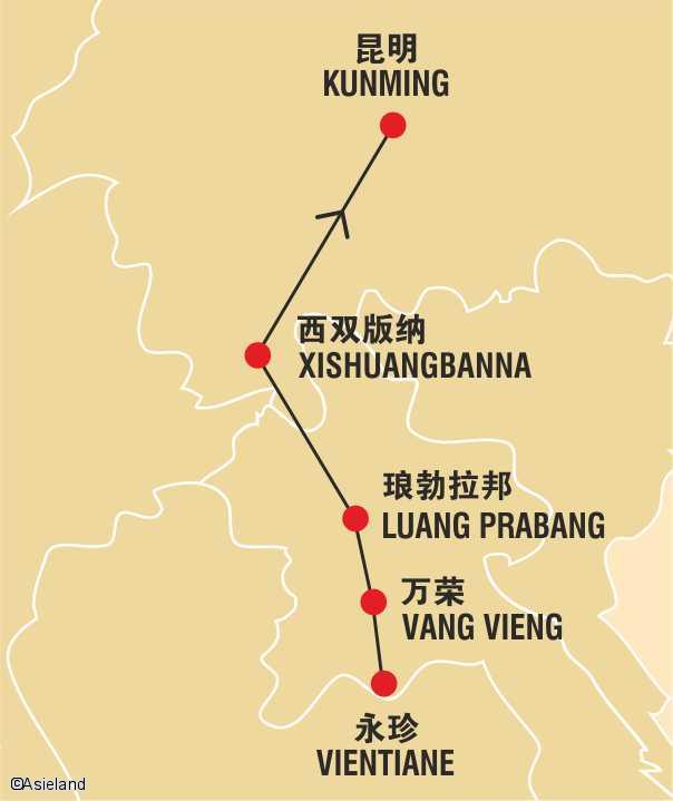 Carte itinéraire Laos Chine